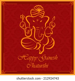 vector illustration of Lord Ganesha on floral backdrop