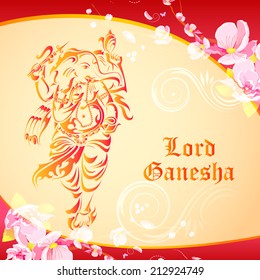 vector illustration of Lord Ganesha on floral backdrop