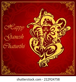 vector illustration of Lord Ganesha on floral backdrop
