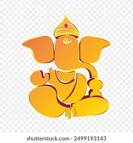 Vector illustration of Lord Ganesha on transparent background