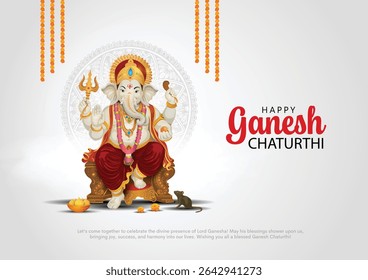 Vector illustration of lord ganpati for happy Ganesh Chaturthi festival of India. Creative background design.