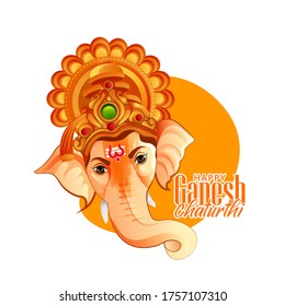 vector illustration of Lord Ganpati on Ganesh Chaturthi background