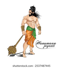 Vector illustration of lord Hanuman, Hand-drawn art of Hindu God, A powerful warrior vector drawing