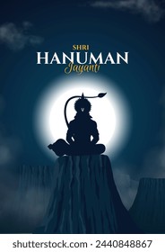 Vector illustration of Lord Hanuman on abstract background for Hanuman Jayanti festival of India