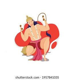 Vector Illustration Lord Hanuman Sitting Pose.
