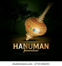 Vector illustration of Lord Hanuman's mace for Hanuman Jayanti Janmotsav celebration background for religious holiday of India.