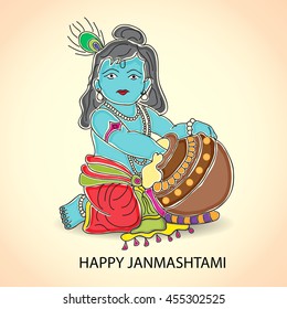 Vector illustration of Lord Krishna for Happy Janmashtami.