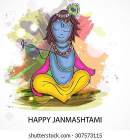 Vector illustration of Lord Krishna for Janmashtami.
