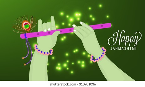 Vector illustration of Lord Krishna for Janmashtami.