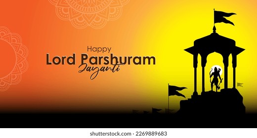 Vektorgrafik von Lord Parshuram Jayanti wünscht Gruß, geschrieben Hintertext bedeutet glücklicher Lord Programm, Jayanti 