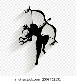 Vector illustration of lord Ram silhouette on transparent background
