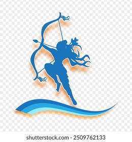 Vector illustration of lord Ram silhouette on transparent background