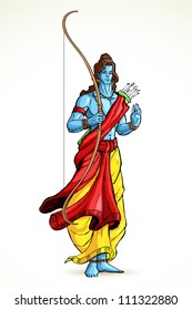 vector illustration of Lord Rama with bow and arrow