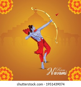 Vector illustration of Lord rama for happy ram navami celebration greeting card