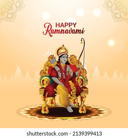 Vector Illustration Of Lord Rama For Happy Ram Navami Celebration