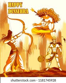 vector illustration of Lord Rama killing Ravana in Happy Dussehra festival of India