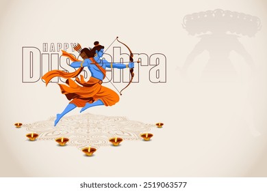 ilustração vetorial de Lord Rama matando Ravana no festival Happy Navratri da Índia Dussehra