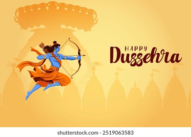 vector illustration of Lord Rama killing Ravana in Happy Navratri festival of India  Dussehra