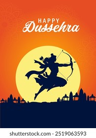 vector illustration of Lord Rama killing Ravana in Happy Navratri festival of India  Dussehra