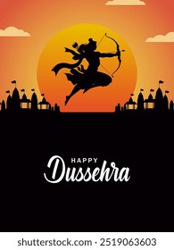 ilustração vetorial de Lord Rama matando Ravana no festival Happy Navratri da Índia Dussehra