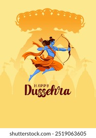 vector illustration of Lord Rama killing Ravana in Happy Navratri festival of India  Dussehra