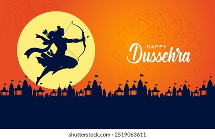 ilustração vetorial de Lord Rama matando Ravana no festival Happy Navratri da Índia Dussehra