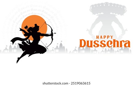 ilustração vetorial de Lord Rama matando Ravana no festival Happy Navratri da Índia Dussehra