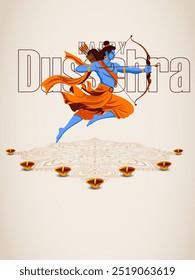 vector illustration of Lord Rama killing Ravana in Happy Navratri festival of India  Dussehra