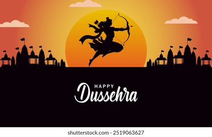 ilustração vetorial de Lord Rama matando Ravana no festival Happy Navratri da Índia Dussehra