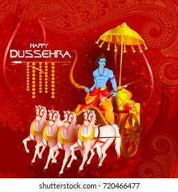 vector illustration of Lord Rama killing Ravana in Happy Dussehra festival of India