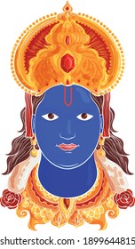 vector illustration of Lord Rama with message in hindi Shri Ram Navami with Bow Arrow white background