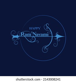 vector illustration of Lord Rama Shri Ram Navami with Bow  Arrow white background