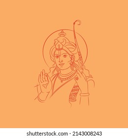 vector illustration of Lord Rama Shri Ram Navami with Bow  Arrow white background