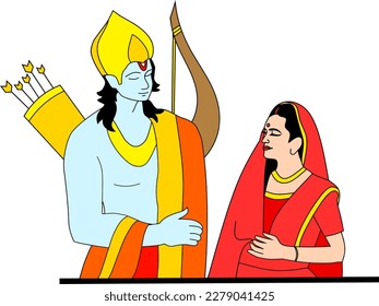 Vector illustration of lord Rama and Sita together symbolizing various hindu festival 