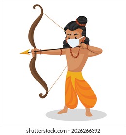 Vector illustration of Lord Rama wearing a mask. Individually on white background.