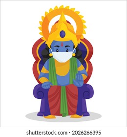 Vector illustration of Lord Rama wearing a mask. Individually on white background.