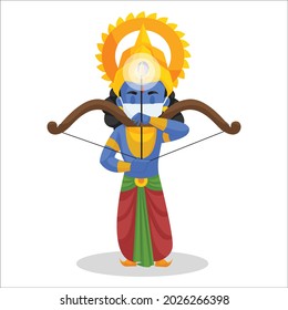 Vector illustration of Lord Rama wearing a mask. Individually on white background.