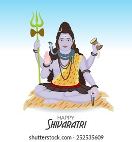 Vector illustration of Lord shiva in blue background.