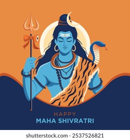 Vektorgrafik von Lord Shiva, der einen Dreizack in einer Hand hält