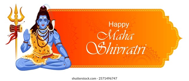 vector illustration of Lord Shiva on holy ocassion of Maha Shivratri, Hindu festival of India