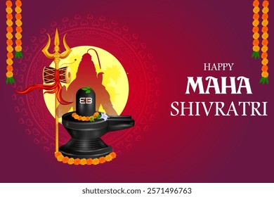 vector illustration of Lord Shiva on holy ocassion of Maha Shivratri, Hindu festival of India