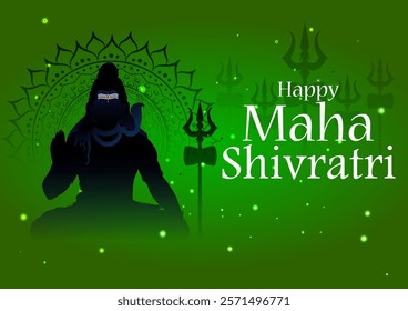 vector illustration of Lord Shiva on holy ocassion of Maha Shivratri, Hindu festival of India