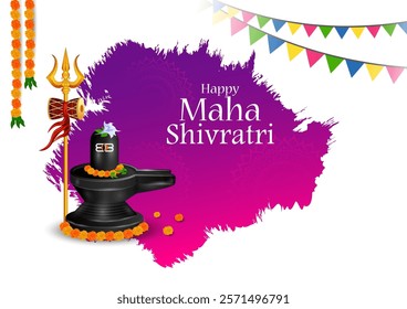 vector illustration of Lord Shiva on holy ocassion of Maha Shivratri, Hindu festival of India