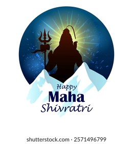 vector illustration of Lord Shiva on holy ocassion of Maha Shivratri, Hindu festival of India