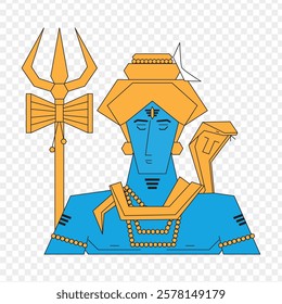 Vector illustration of Lord Shiva on transparent background