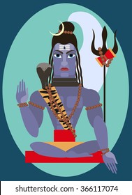 vector illustration lord Shiva Traditional Hindu deity