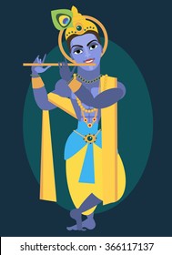 vector illustration lord Vishnu Krishna Traditional Hindu deity
