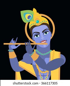 vector illustration lord Vishnu Krishna Traditional Hindu deity