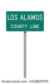 Vector illustration of the Los Alamos (New Mexico) green County Line road sign on metallic post