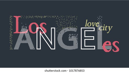 Vector illustration Los Angeles lettering t-shirt design. Applique print for textile clothes in fashion luxury design.  For print, typography, poster, emblem.